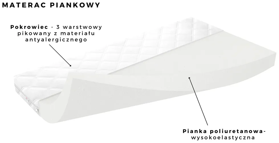 Łóżko Classic 1 180 z materacem piankowym