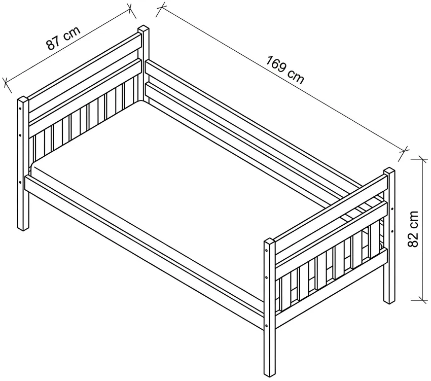 Łóżko Dawid 160 z szufladami, barierką i materacem lateksowym