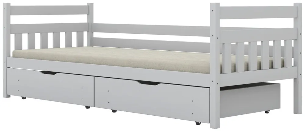 Łóżko Dawid 180 z szufladami, barierką i materacem piankowym