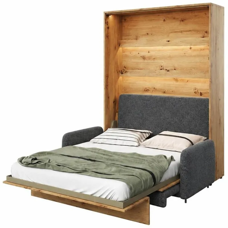 Sklápěcí postel BC-01 s pohovkou BC-18 140 v barvě Dub Artisan