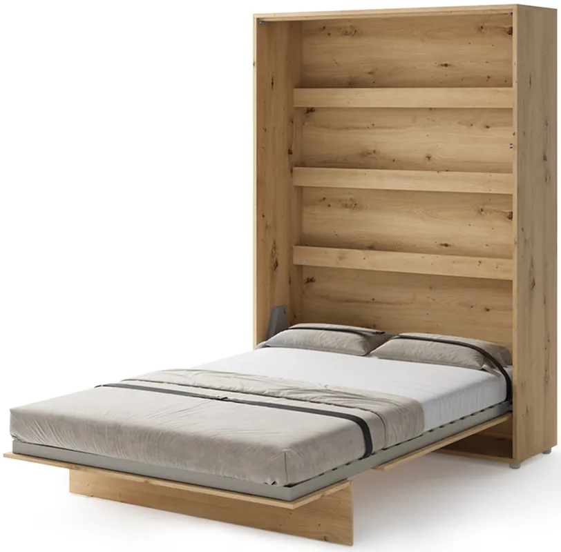 Sklápěcí postel svislá 140 v barvě Dub Artisan s pohovkou Bed Concept