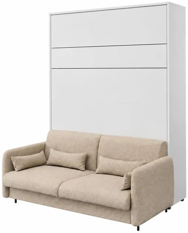 Sklápěcí postel s pohovkou 140 svislá Bed Concept v barvě Alpská bílá