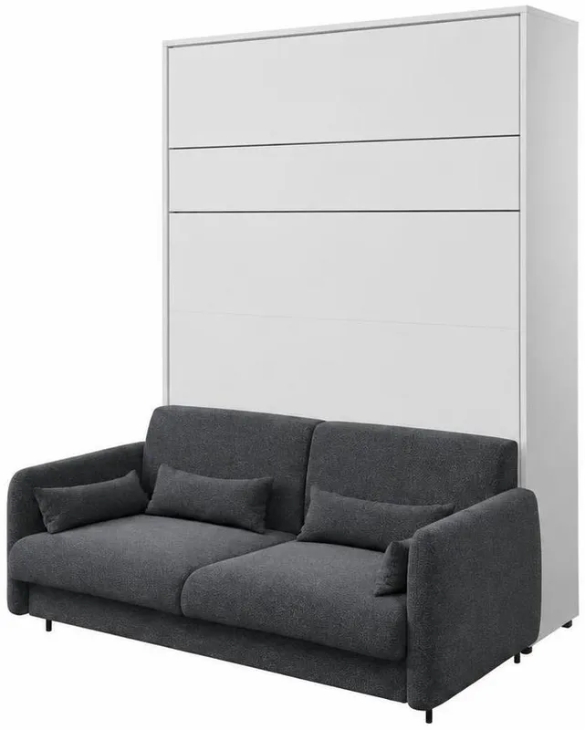 Sklápěcí postel svislá 160 v barvě alpská bílá s pohovkou Bed Concept