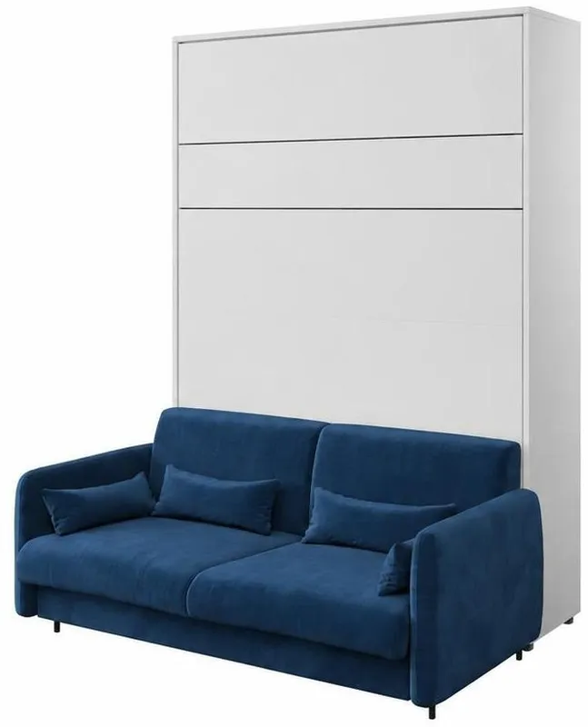 Sklápěcí postel s pohovkou 160 svislá Bed Concept v barvě Alpská bílá