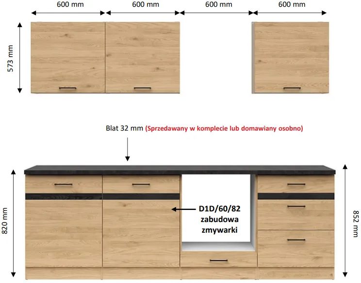 Kompletní kuchyňská linka Junona Line 240 cm s pracovní deskou