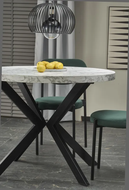 Rozkládací stůl Peroni do jídelny bílý mramor-černý