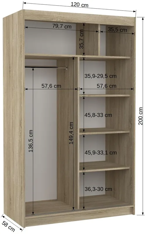 Šatní skříň s osvětlením Nicea 120 cm