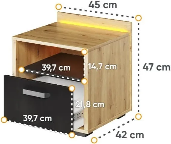 Stolik nocny z oświetleniem Qubic