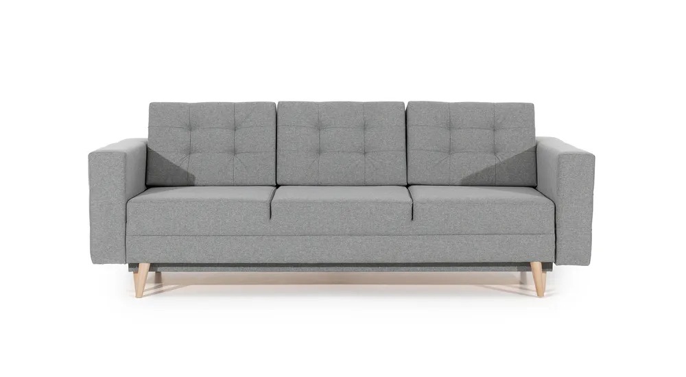 Pikowana sofa Asgard z funkcją spania typu DL i pojemnikiem na pościel