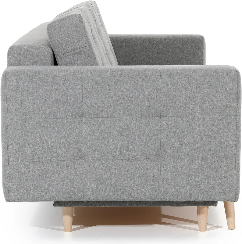 Pikowana sofa Asgard z funkcją spania typu DL i pojemnikiem na pościel