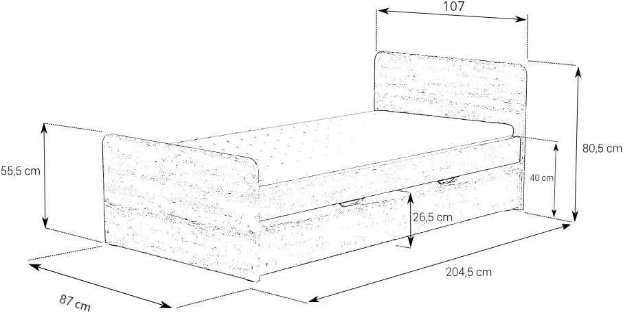 Postel 80208 se zvedacím roštem a úložným prostorem 100x200 cm