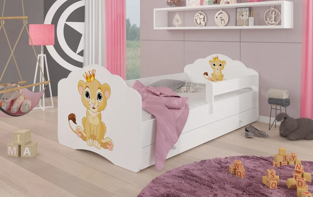 Postel s matrací, zábrankou a zásuvkou Casimo Lion 160 cm