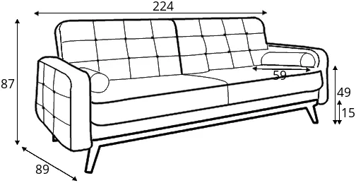 Sofa Nova z wygodną funkcją spania oraz pojemnikiem na pościel