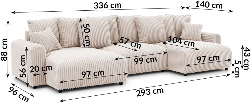 Narożnik U Luma Small z funkcją spania