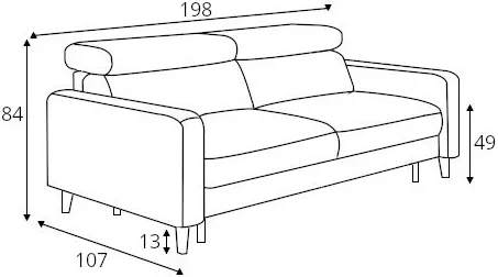 Sofa 3-osobowa Goya z funkcją spania typu stelaż włoski