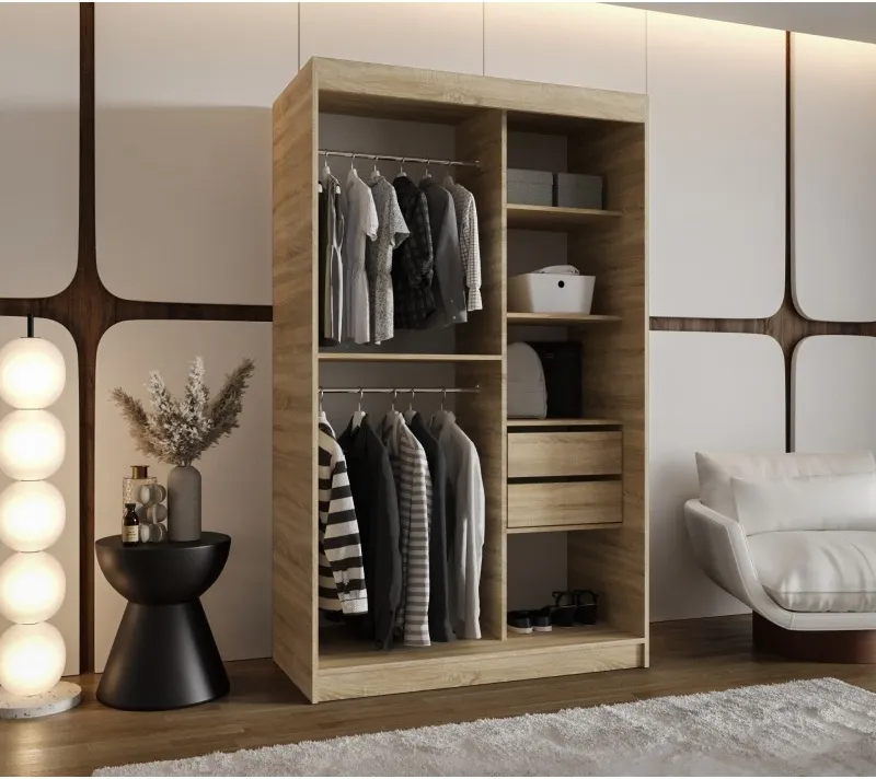 Šatní skříň s posuvnými dveřmi se zrcadlem Royal 120 cm