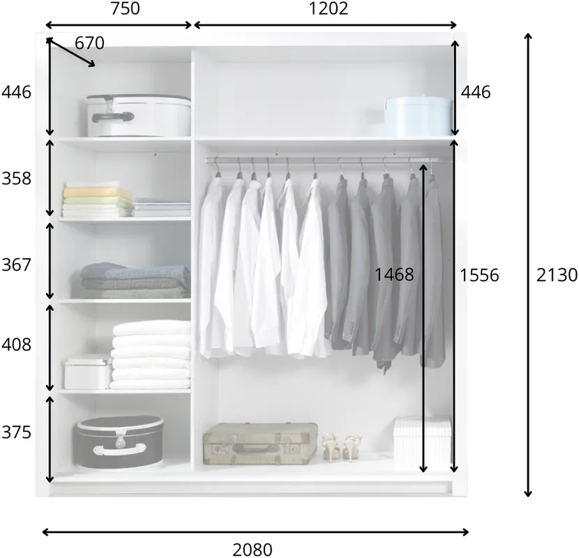 Šatní skříň s posuvnými dveřmi Panarea 200 cm