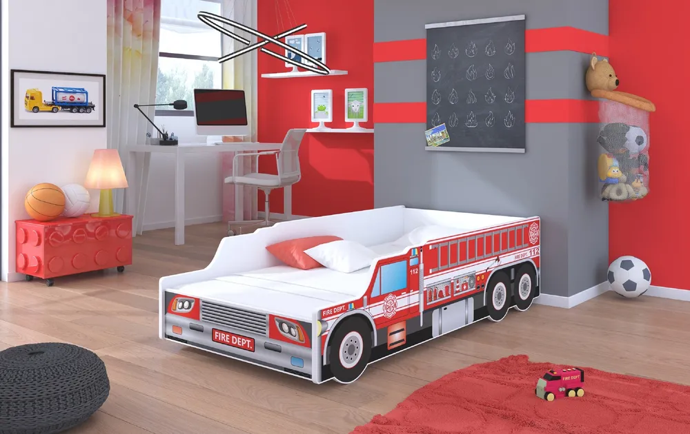 Postel s matrací Fire Truck 140 cm
