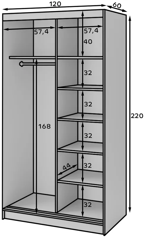Posuvná skříň se zrcadlem Prescco II 120