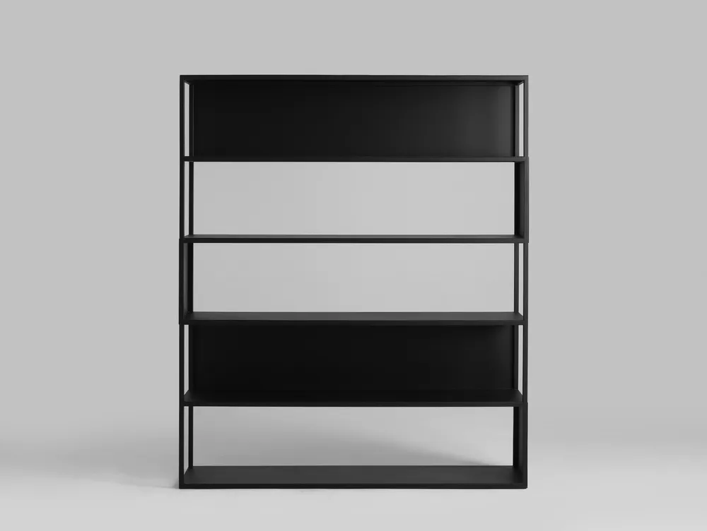 Prostorný kovový regál do obývacího pokoje Hyller Side 150x180