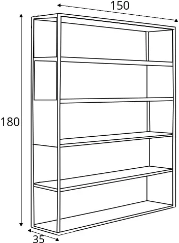 Prostorný kovový regál do obývacího pokoje Hyller Side 150x180