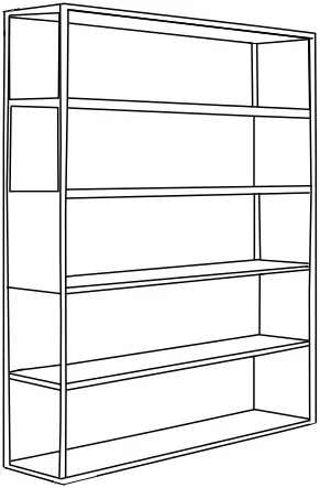 Prostorný kovový regál do obývacího pokoje Hyller Side 150x180
