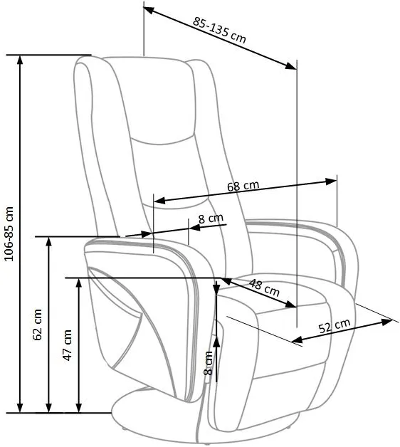 Otočné křeslo Pulsar 2 s funkcí elektrického relaxu popelavé