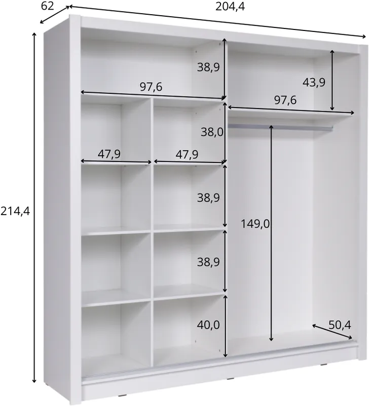 Šatní skříň Baku 205 cm