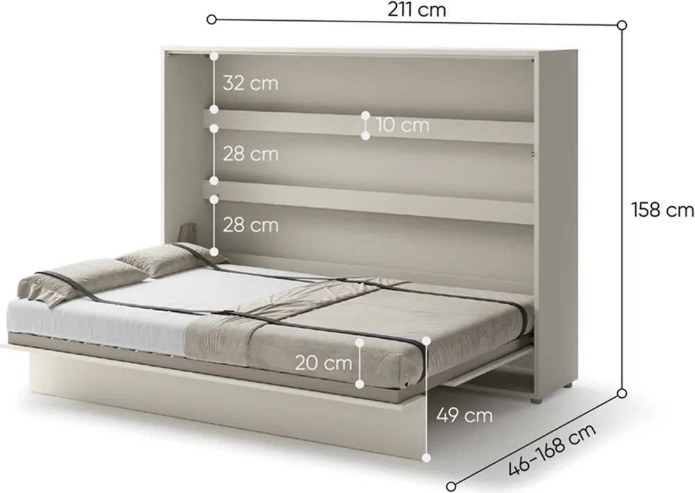 Sklápěcí postel vodorovná 140 Bed Concept