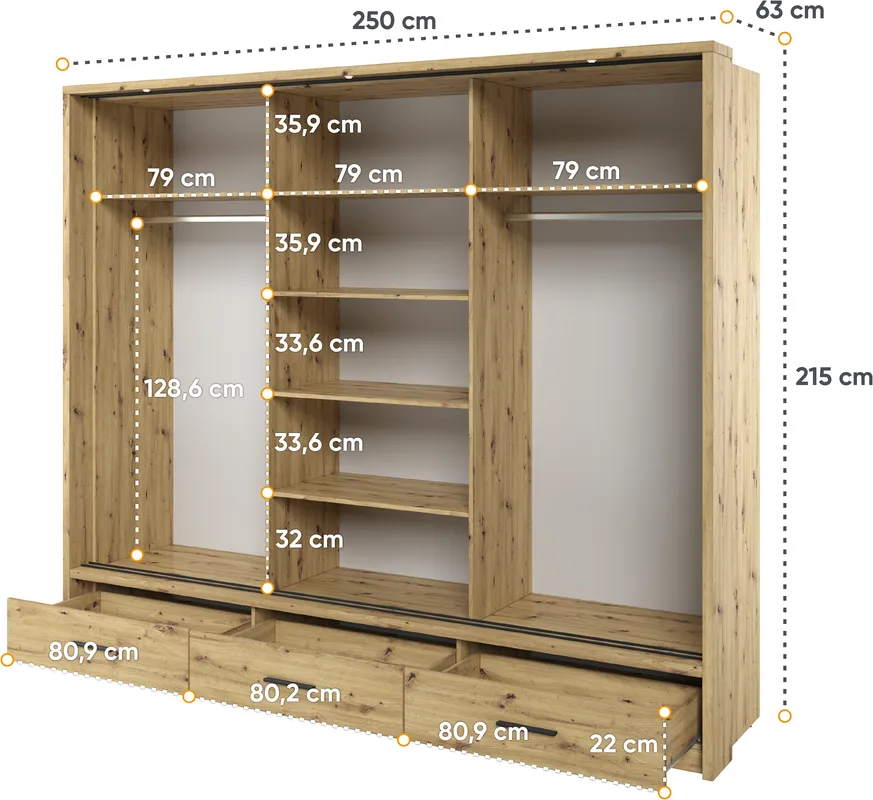 Szafa z oświetleniem Arti 250
