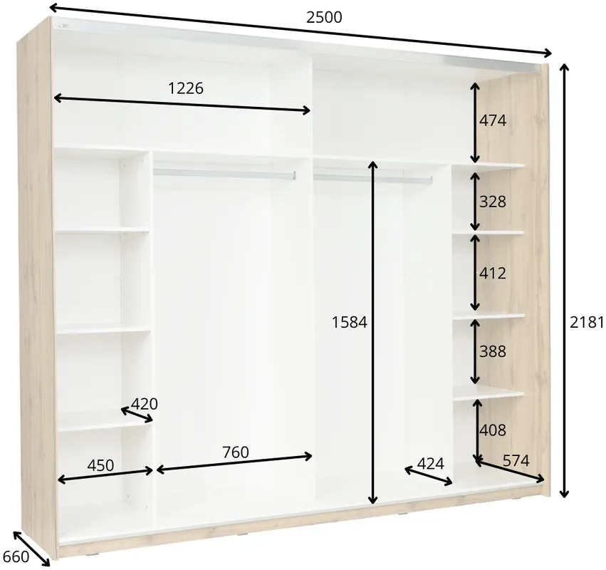Šatní skříň 250 Wood II