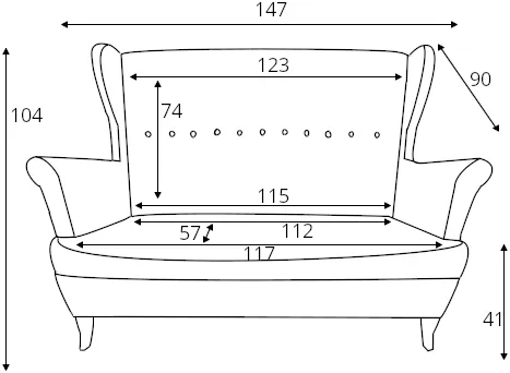 Sofa 2-osobowa Uszak bez funkcji spania