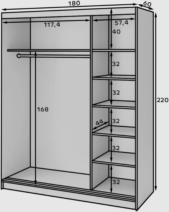 Posuvná skříň se zrcadlem Marrphy III 180