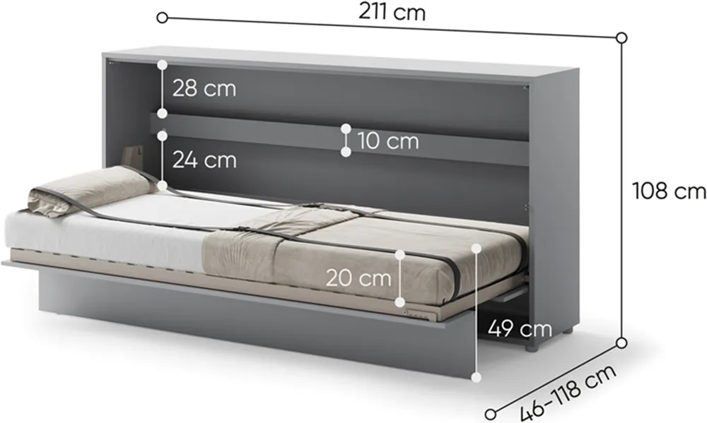Moderní sklápěcí postel do obývacího pokoje nebo ložnice 90 Bed Concept
