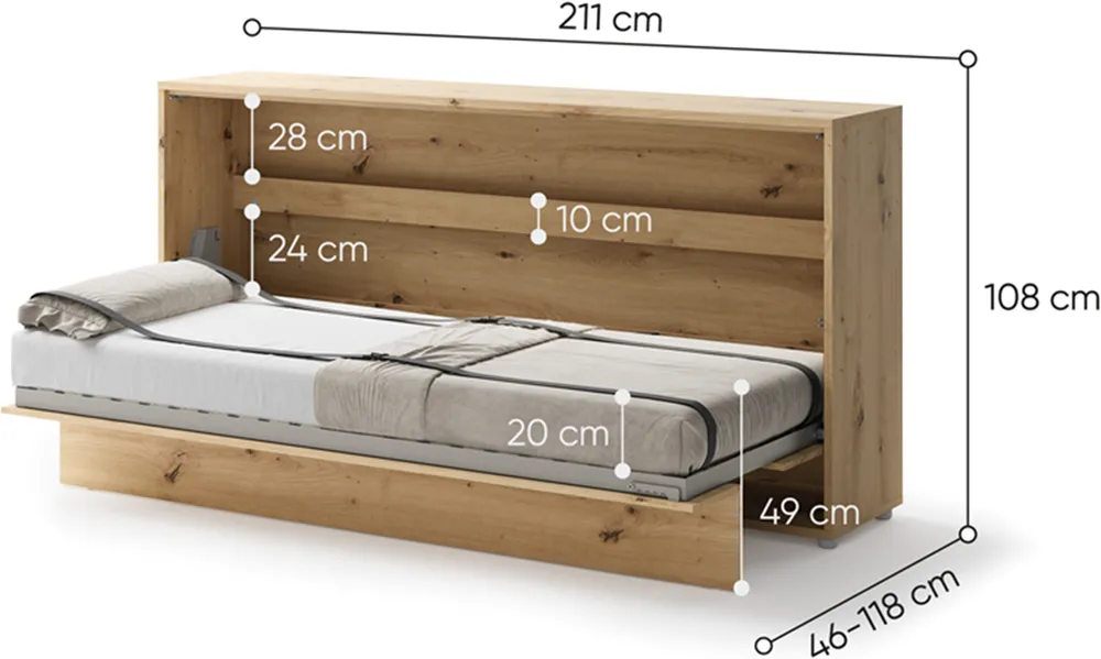 Moderní sklápěcí postel do obývacího pokoje nebo ložnice 90 Bed Concept