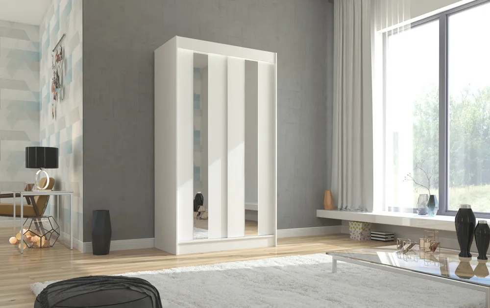 Šatní skříň s posuvnými dveřmi se zrcadlem Balton 120 cm