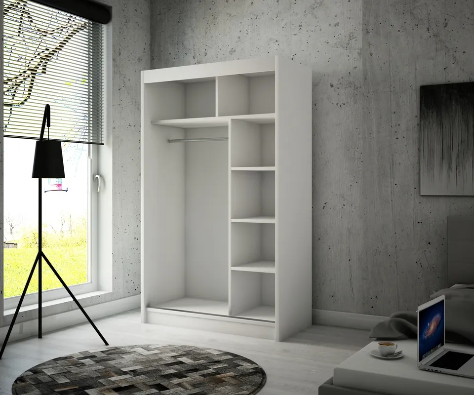 Šatní skříň s posuvnými dveřmi se zrcadlem Balton 120 cm