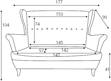 Sofa 3-osobowa Uszak bez funkcji spania