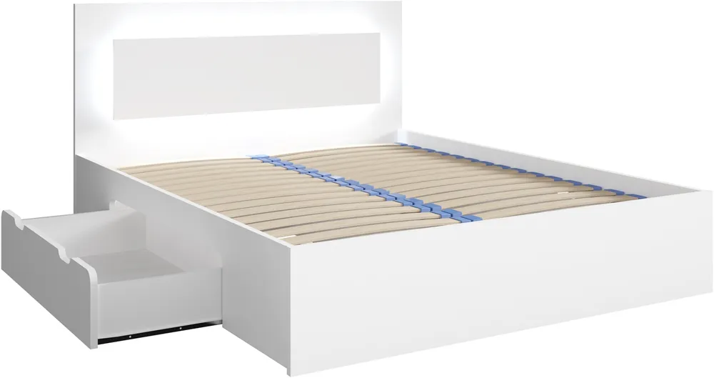 Postel 160 Fino se zásuvkami a LED osvětlením