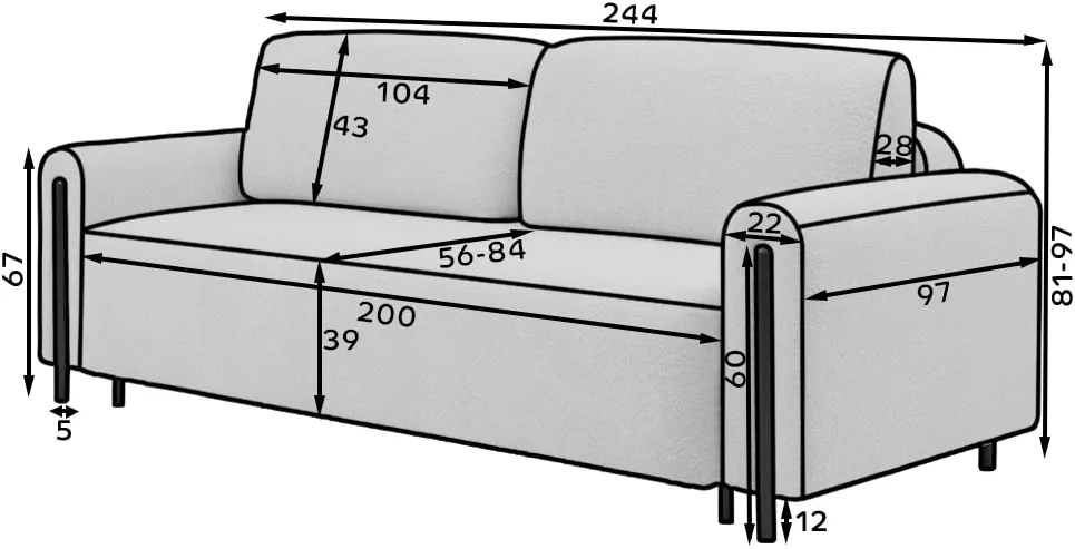 Sofa Arcadova z funkcją spania i pojemnikiem na pościel