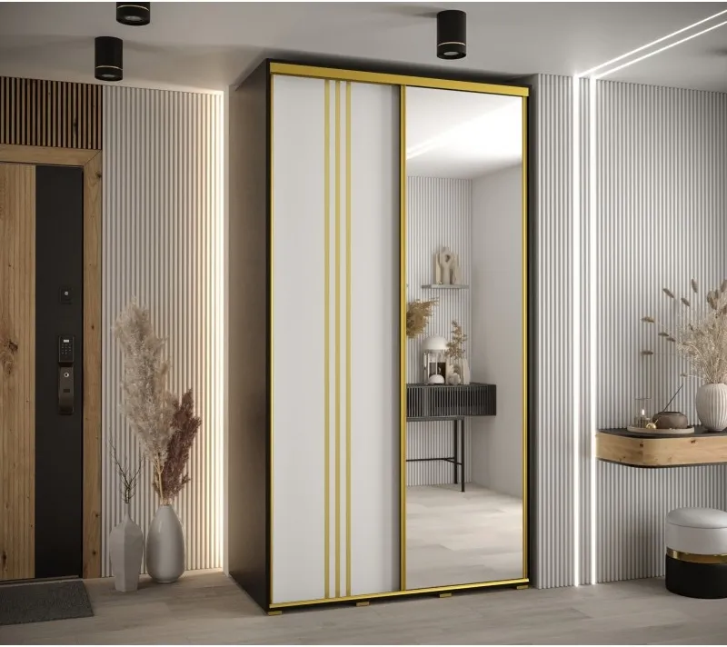 Šatní skříň s posuvnými dveřmi se zrcadlem Davos 7 140 cm 60 cm