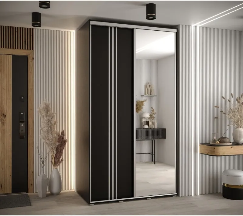Šatní skříň s posuvnými dveřmi se zrcadlem Davos 7 140 cm 60 cm