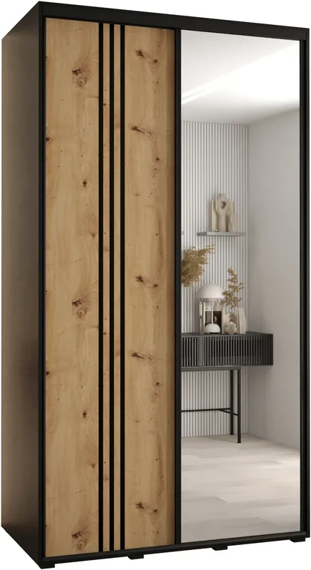 Šatní skříň s posuvnými dveřmi se zrcadlem Davos 7 140 cm 60 cm