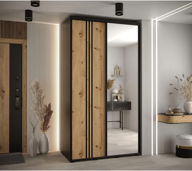 Šatní skříň s posuvnými dveřmi se zrcadlem Davos 7 140 cm 60 cm