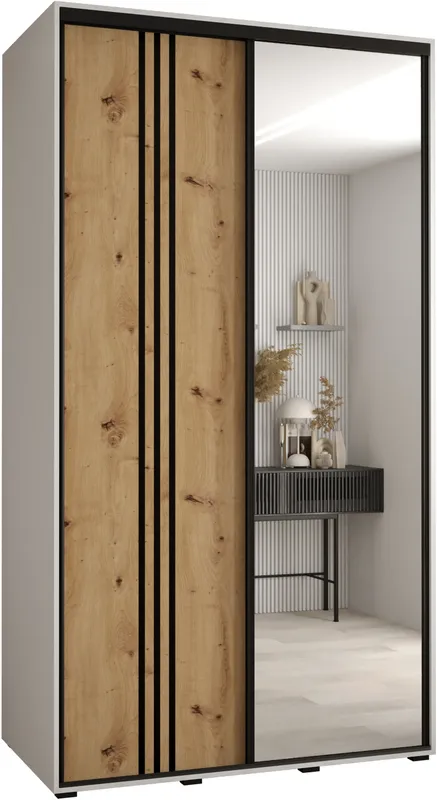 Šatní skříň s posuvnými dveřmi se zrcadlem Davos 7 140 cm 60 cm