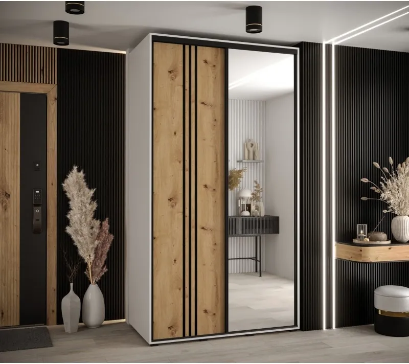 Šatní skříň s posuvnými dveřmi se zrcadlem Davos 7 140 cm 60 cm