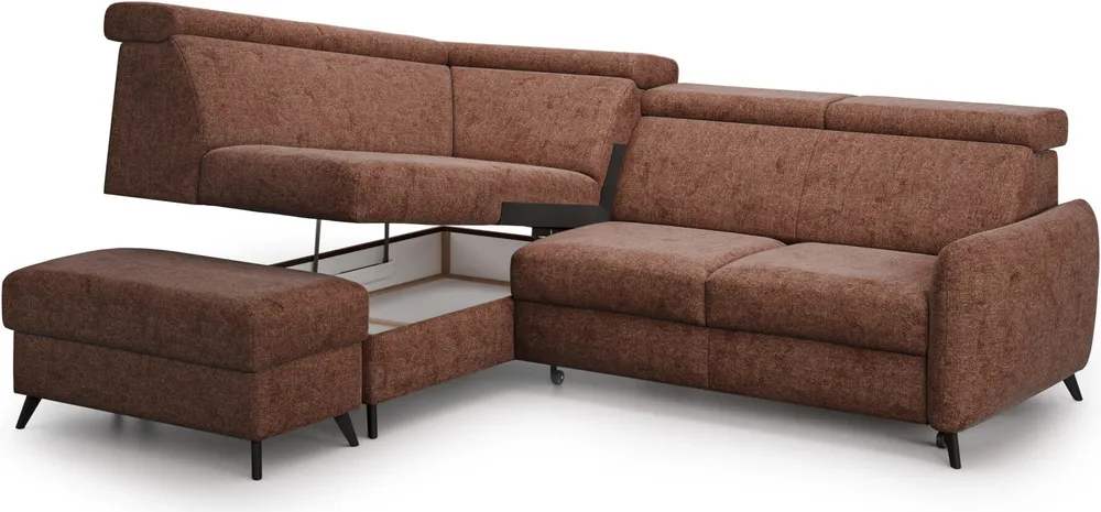 Narożnik z dostawką Comfy lewostronny z funkcją spania i pojemnikiem 