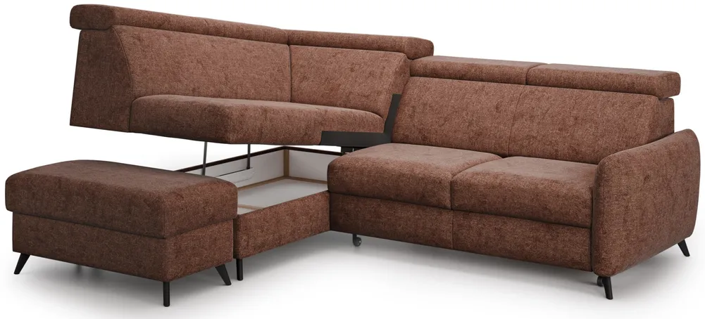 Rozkládací rohová pohovka s přístavkem Comfy levostranná s úložným prostorem