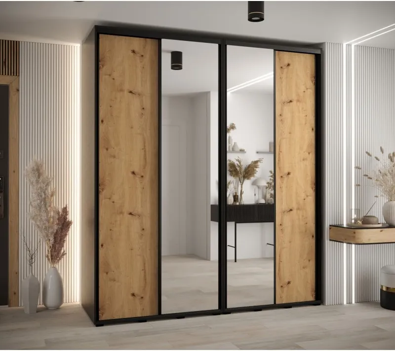 Vysoká šatní skříň s posuvnými dveřmi Davos 3 210, hloubka 60 cm, výška 235,2 cm