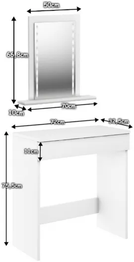 Toaletka Megan z lustrem LED